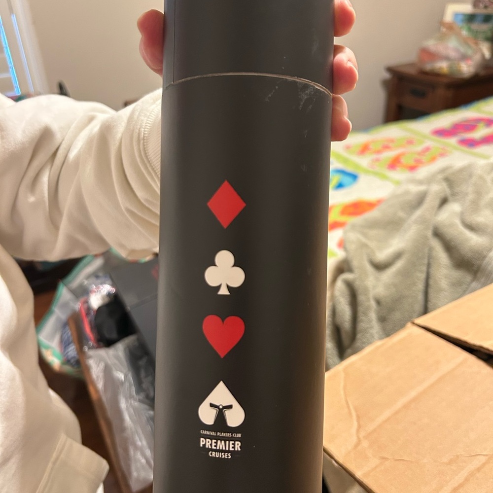 Premier Cruises Black Travel Tumbler with Card Suit Icons